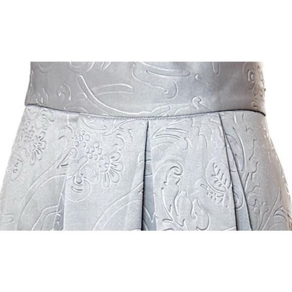Closet London Floral Embossed A-Line Skirt Size 8 Gray Pleated Midi Pockets - Picture 4 of 4